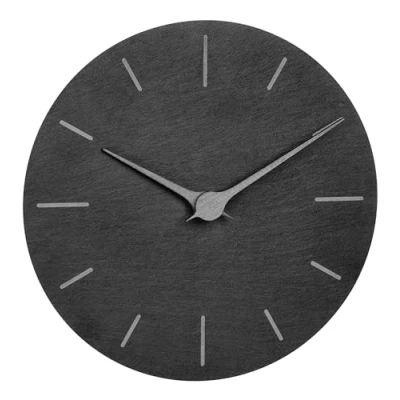 Image de TFA Dostmann Horloge murale moderne en ardoise 60.3068.54 Sans bruit de tic tac Avec aiguilles bois noyer à quartz 25 cm À suspendre (noir, argentées)