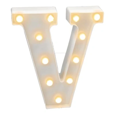 Image de JANDEI Lettres LED avec Lumières, Lettre V Lumière Chaude pour Décoration et Ambiance, Éclairage de Nuit Chevet, Anniversaires, Mariages, Vitrines. Fonctionnant sur batterie