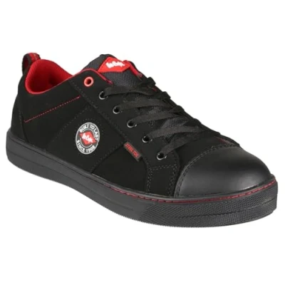 Image de Lee Cooper LCSHOE054 Workwear SB/SRA, botte de baseball rétro, sécurité unisexe au design moderne, chaussure pour le travail, Noir, 38 EU