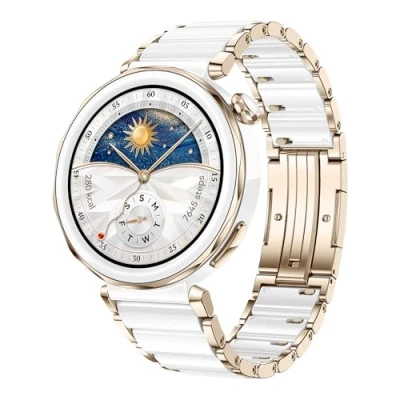 Image de HUAWEI Watch GT 5 Pro 42mm Montre Connectée, Design aux Lignes épurées, Programmes d&#039;entraînement de Pointe, Suivi la santé, ECG, Jusqu&#039;à 7 Jours d&#039;autonomie, iOS&amp; Android, Céramique Blanc