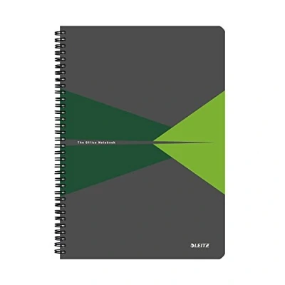 Image de Leitz, Cahier spirales couverture PP A4 quadrillé, 180 pages 90g/m², Leitz Office, Vert, 44950055