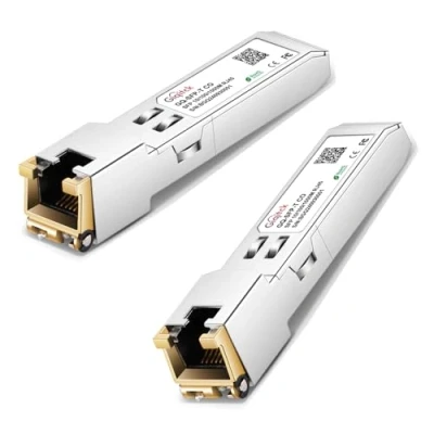Image de GIQITCK 2Pack 10/100/1000BASE T Gigabit SFP RJ45 Transceiver, 1.25G à Connecteur Mini Module GBIC pour Cisco GLC T/SFP GE T, Ubiquiti UF 1G, D Link,Supermicro,Netgear,Zyxel, jusqu&#039;à 100m
