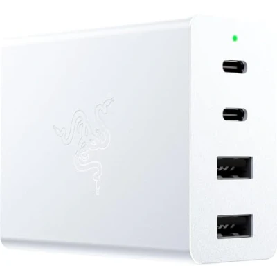 Image de Razer USB C GaN Charger Chargeur portable rapide (2X C, 2X A avec ports US, EU et UK) Mercury