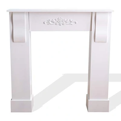 Image de Rebecca Mobili Cheminee Decorative Classique, Console Shabby, Blanc, pour Salon Chambre, Decoration Murale Dimensions: 92 x 93 22,5 cm (HxLxL) RE4283