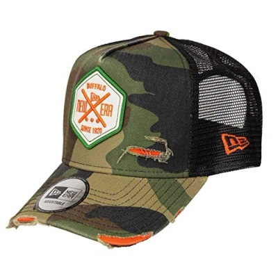 Image de New Era Distressed Hex Patch Camouflage A Frame Adjustable Trucker Cap One Size