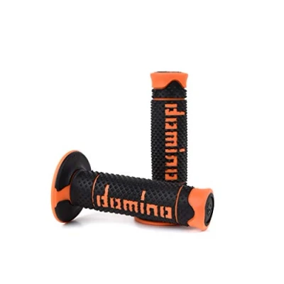 Image de Domino Paire de poignées souples pour moto, noir orange