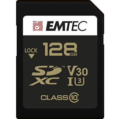 Image de EMTEC ECMSD128GXC10SP Carte SD UHS I U3 Classe 10 Gamme Speedin avec adaptateur Ultra Haute Performance Vitesse de lecture jusqu&#039;à 95MB/S 128 Gb