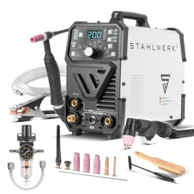 Image de STAHLWERK Poste de soudage combiné 4 en 1 DC TIG 200 Puls Pro CUT, onduleur IGBT numérique A avec fonction MMA pulsée et découpeur plasma 40 intégré