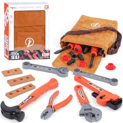 Image de Magic4U Outils de Travail Jouet Enfants Constructions Boîte à Caisse a Outil Malette avec Accessoires Jeu D&#039;imitation Éducatif Anniversaire Noël Cadeau pour 3 8 Ans Sac