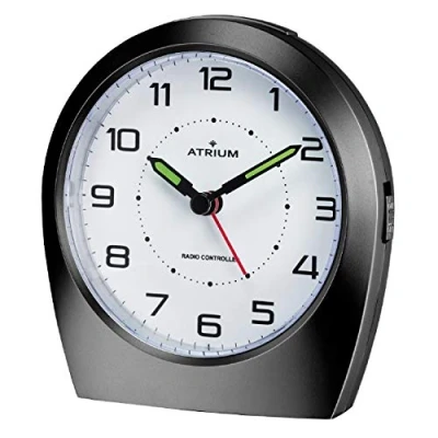 Image de Réveil radioguidé Atrium A620 7 Mouvement analogique à quartz Sans tic tac Design classique Noir mat