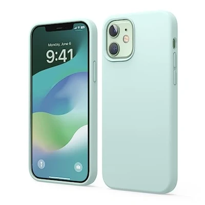 Image de elago Coque Silicone Liquide Compatible avec iPhone 12 et Pro (6,1) Case en Premium, Étui Protection Complète, Cover Antichoc à 3 Structure (Vert Menthe)