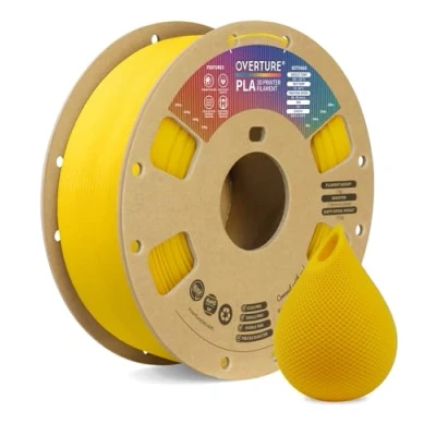 Image de OVERTURE PLA Filament 1.75mm, 1kg Bobine (2.2lbs) 3D Drucker Filament, Précision Dimensionnelle +/ 0.02mm (Jaune)