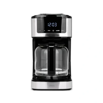 Image de Livoo cafetière électrique programmable DOD208 15 tasses, 1,8L, filtre réutilisable, fonction programmation, maintien au chaud, verre