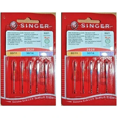 Image de Aiguilles singer pour machine à coudre 2020 tissus en coton 822r 10 pièces assorties 80/100