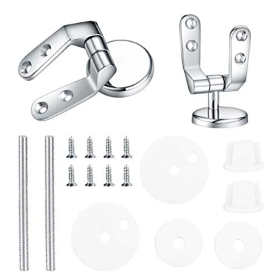 Image de Charniere Abattant WC, Kit Fixations Remplacement pour WC Abattant, Charnière Fixations, Sièges de Toilette en Résine Bois 2 Pcs