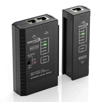 Image de RedStar24 Testeur réseau de câble LAN avec RJ11, RJ12, RJ45 pour patch LED test tester et vérifier précision le les câbles Idéal tests