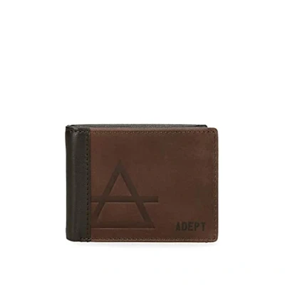 Image de Adept Jim Portefeuille Horizontal avec Porte Monnaie Marron 11 x 8 1 cm Cuir, Marron,