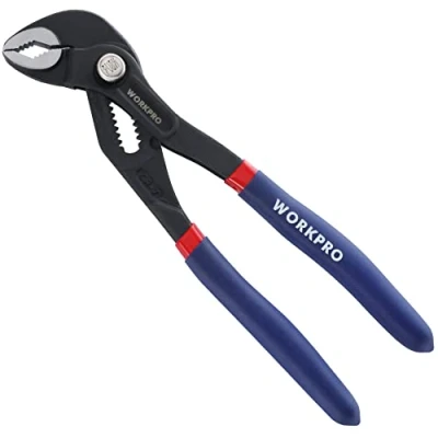 Image de WORKPRO Pince Multiprise de Pointe 180 mm avec Multi Position Rainure et Mâchoire Courbée, Plombier pour Réparation Plomberie Usage Domestique