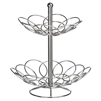 Image de Corbeille de Fruits À 2 Étages en Forme D&#039;ellipse Chrome