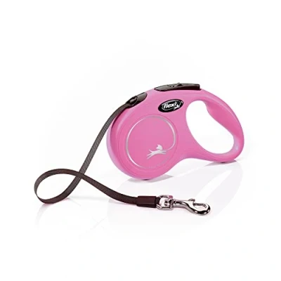 Image de Flexi, Laisse Modèle New Classic, Version Sangle, Forme Moderne et Ergonomique, Système de Guidage perfectionné, à Enrouleur, Made in Germany, Rose, S 5m