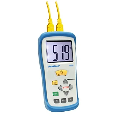 Image de PeakTech P 5115 2 canaux Thermomètre numérique avec grand écran professionnelle pour 50 + 1300 C affichage 3 1/2 chiffres de type K Sonde/éléments thermique gradc/gradf