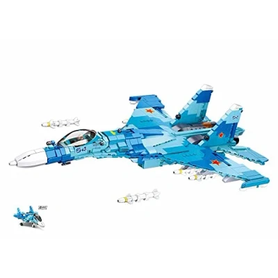 Image de Sluban M38 B0985 ModelBricks Su 27 Fighter 2 en 1 1040 pièces, Multicolore.