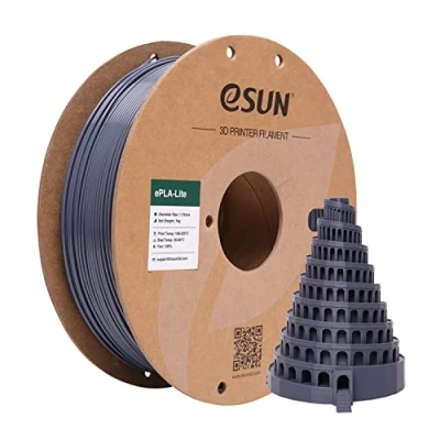 Image de eSUN PLA Lite Filament 1.75mm, Modifié Imprimante 3D PLA, Précision Dimensionnelle +/ 0.03mm, 1KG Bobine (2.2 LBS) d&#039;impression pour 3D, Gris