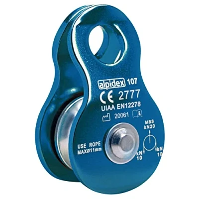 Image de ALPIDEX Poulie De Renvoi 20 KN Mobile Pulley Palan pour des Cordes Textils D&#039;Un Diamètre D&#039;au Plus 11 mm EN12278, Couleur: Blue