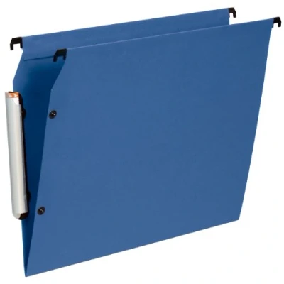 Image de Esselte LGM VisioPlus PP Dossiers Suspendus A4 Latéraux, Capacité 100 Feuilles, Fond en V, Entraxe 330 mm, Porte Étiquette XL Intégré, Lot de 10, Bleu, 58131