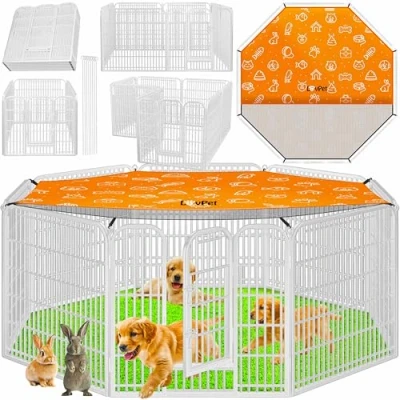 Image de LovPet Parc pour Chiots Enclos Chiens Animaux Chiens, avec Porte et résistant aux intempéries Chien Chat Chiot Lapin Cochon d&#039;Inde XXL bâche de Protection