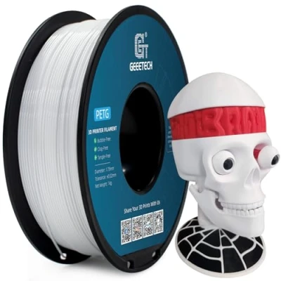Image de GEEETECH Filament PETG 1,75 mm,Filament pour imprimante 3D,récision dimensionnelle +/ 0,02 mm,Bobine de 1 kg,Blanc