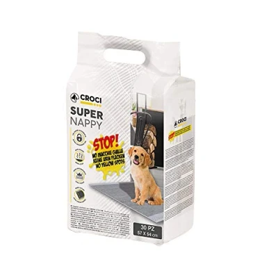 Image de Croci Super Nappy, Tapis Ultra Absorbant au Charbon Actif, Anti Odeur, Tâches, Lot de 30, Format 57 x 54