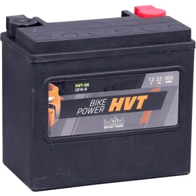 Image de intAct HVT batterie DE MOTOCYCLE pour scooter, moto, etc. sans entretien &amp; anti fuite. 05, CB16 B, 65991 82B, 12V, 22 AH (c20), 300 A (EN) Dim: 176x101x156mm