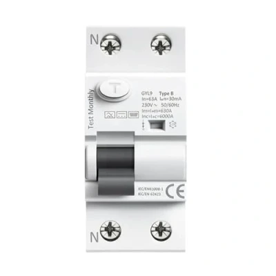 Image de AMEHRU GYL9 B Type RCCB disjoncteur à Courant résiduel DC ELCB 2P 4P 40A 63A 30mA 100mA 300mA RCD Fuite 6KA(2 Pole,40A 30mA)