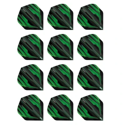 Image de RED DRAGON Hardcore Radical Noir et Vert Extra Épais Standard Fléchettes Dart Flights 4 Jeux par Paquet (12 Vols au Total)