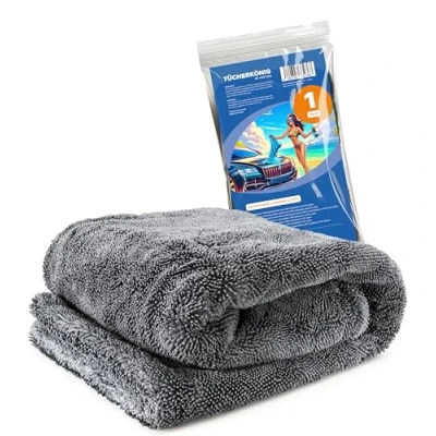 Image de Kemes Chiffons en microfibre auto XXL ultra absorbants avec 1400 g/m² poids lourd gris 40 x cm Chiffon sec de qualité supérieure sans rayures polissage 7 fois absorbant