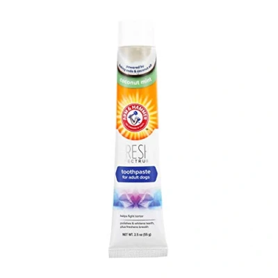 Image de Dentifrice pour chiens fraîcheur noix de coco et menthe, Arm &amp; Hammer Nettoie les Dents Rafraîchit L’haleine. Réduit la Plaque Dentaire le Tartre des Gencives Saines, 55g