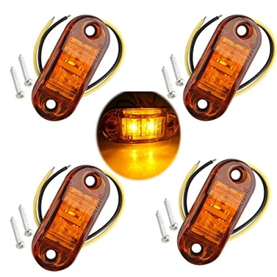 Image de Futheda 4 pcs IP65 12 V/24 V Ovale LED latérales Feux de gabarit Avant arrière Lampes Universel Indicateur Position avec Ambre Ampoules pour Camion remorque Van Voiture Bus Bateaux