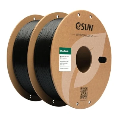 Image de eSUN PLA Filament 1.75mm, Basic Précision Dimensionnelle +/ 0.05mm, 1KG par Bobine, 2 Bobines pour 3D Imprimantes,Noir et Noir