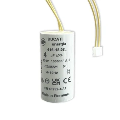 Image de Condensateur 4 µF Spécial volet roulant BUBENDORFF à 2 fils et connecteur Pour Réparation de moteur Longue Durée Vie Fond Plat 450V (1)