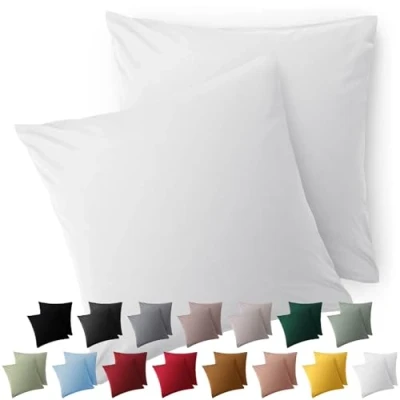Image de Blumtal Taie Oreiller 40x40 Lot de 2 Housse Coussin Microfibre Taies d&#039;oreillers avec Fermeture éclair, certifiée Oeko Tex, Extra Douce et Lavable Blanc