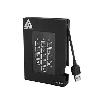 Image de Apricorn Aegis Cadenas Fortress FIPS 140 2, Niveau validé 256 Bits, Disque Dur USB 3.0 avec accès PIN, 1 to (A25 3PL256 1000F) Noir