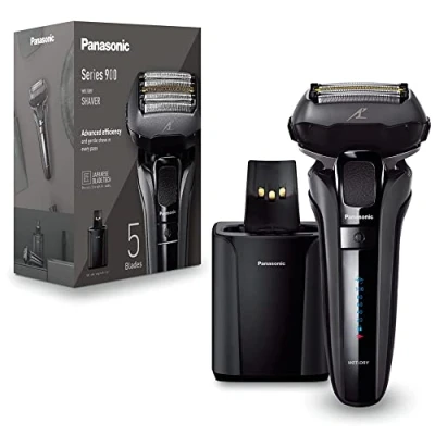 Image de Panasonic ES LV9U K803 Rasoir Électrique 5 Lames Pour Hommes Avec Nettoyage Automatique, Détecteur De Barbe Réactif Et Support Chargement, Sans Fil Humide Sec.