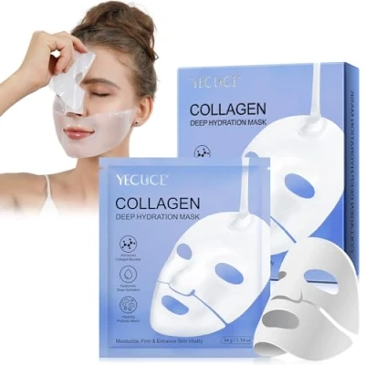 Image de Masque coréen, Bio Collagen Mask, collagene, Deep Hydration Mask 6pcs, Visage Hydratant, les Rides et Ridules, Collagene
