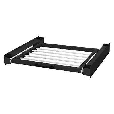 Image de ML Design Kit de Superposition Universel avec Séchoir à linge, en Acier, 60,5x54,5 cm, Noir, Cadre Liaison pour Lave linge/Sèche Intermédiaire Extensible, Colonne Amovible Sèche linge