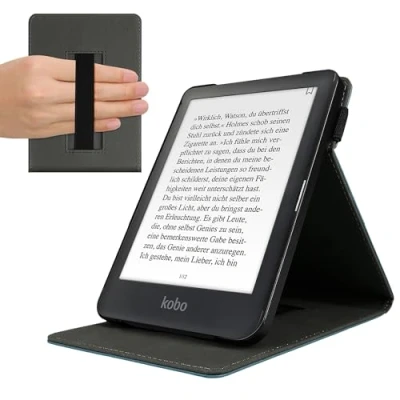Image de kwmobile Étui pour liseuse électronique Compatible avec Kobo Aura One Housse Rabat Simili Cuir Noir
