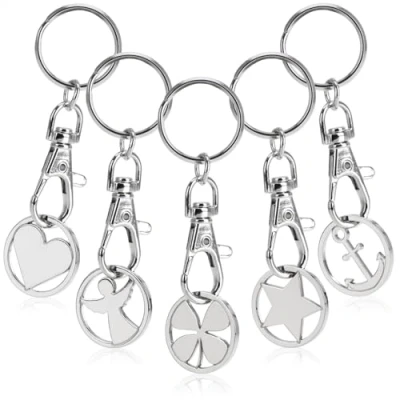 Image de com four® 5X Porte clés en métal avec Mousqueton et Puce pour Caddie, détachable comme Bonheur Le Trousseau de (05 pièces Symboles)
