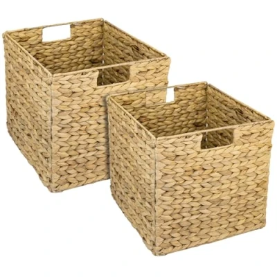 Image de HMF Lot de 4 paniers rangement tressés En jacinthe d&#039;eau jonc mer Convient pour Kallax 32 x 34,5 cm