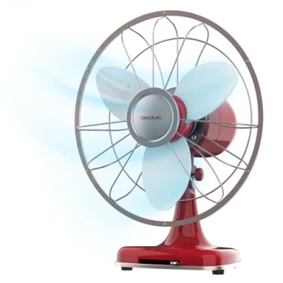 Image de Cecotec Ventilateur de Table EnergySilence 1090 RetroDesk Design 40 W, Diamètre 30 cm, 3 pales, Vitesses, Oscillation à 80º, Utilisation Facile
