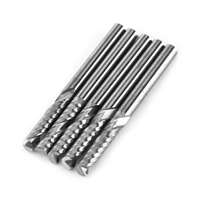 Image de Fraise en bout à simple cannelure, 5pcs 3,175 mm (1/8 &quot;) Tige cannelure unique carbure de tungstène Outil CNC, Fraises CNC tu